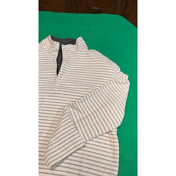 Men’s Sweater Nautica Pullover 1/4 zip white w gray horizontal stripes XL - Picture 6 of 6